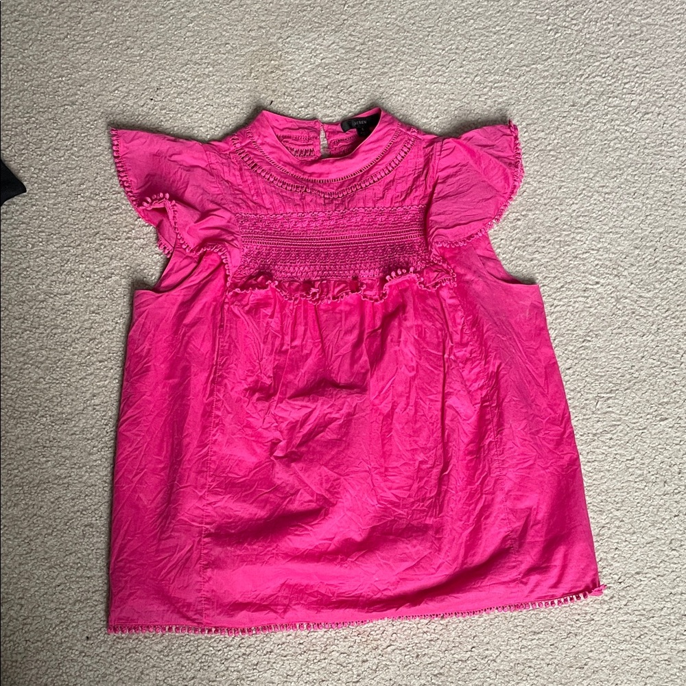 Pink Smocked Flutter Sleeve Top